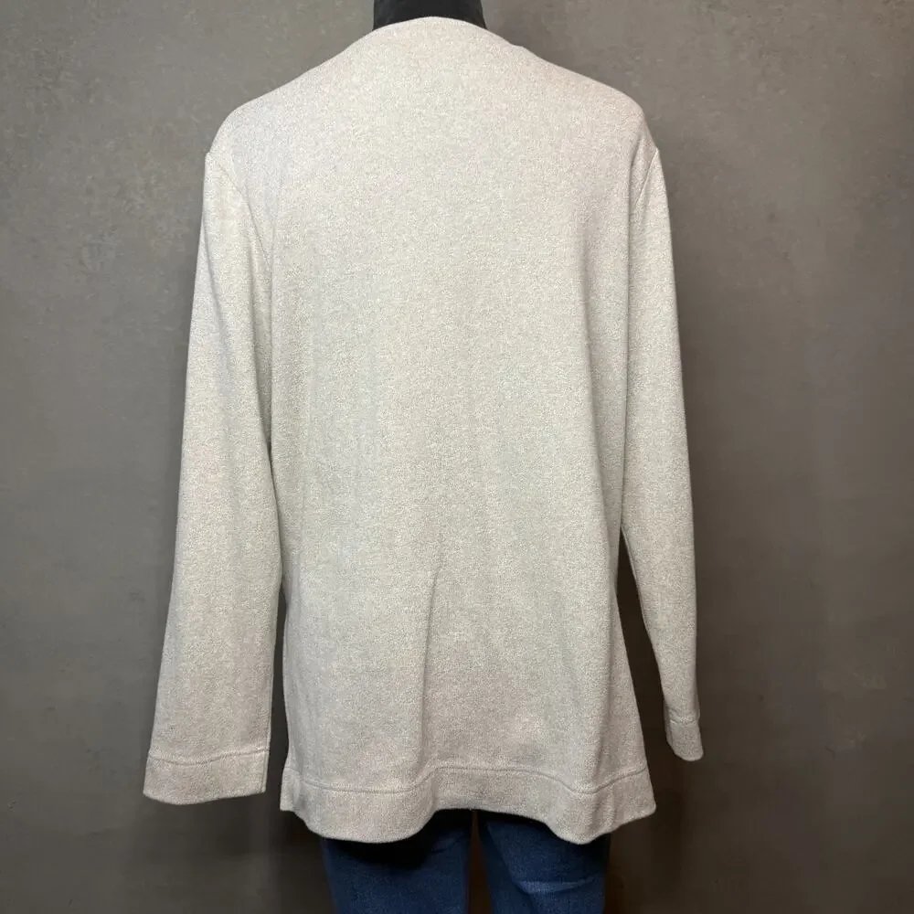 Company Ellen Tracy Zip Front Cardigan Sweater Women’s M Beige Soft Knit
